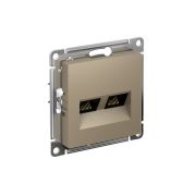 Розетка ATLASDESIGN двойная компьютерная RJ45+RJ45 категория 5E механизм шампань