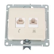 GLOSSA Розетка телефон/компьютер RJ11+RJ45 категория 5е в рамку бежевая
