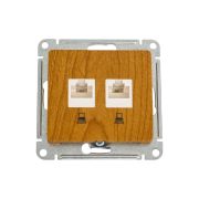 Розетка Glossa двойная компьютерная RJ45 + RJ45 кат.5E механизм дуб